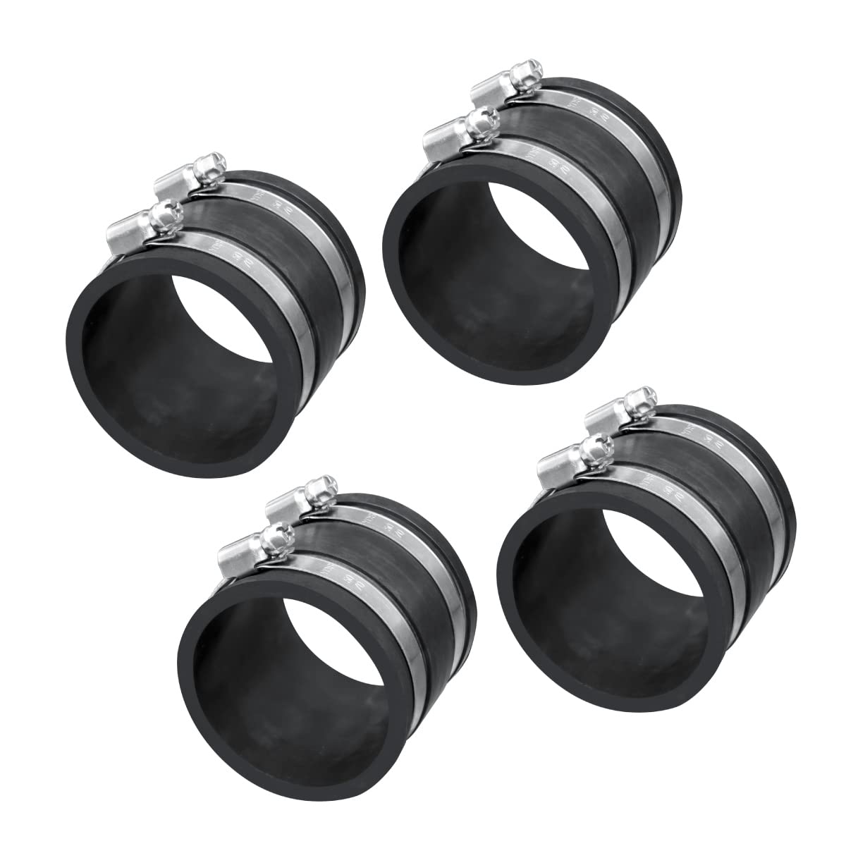 POWERTEC 70148-P4 2-1/2 Inch Control Flex Steel Clamps, Hose Connector Rubber Cuff Coupler for Woodworking Collection Fittings, Dust Collector Accessories & Machinery, 4 Pack, Black, 2.5"