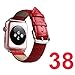 TOROTOP for Apple Watch Band 38mm, Genuine Leather Crocodile Pattern Watch Band Red Replacement Strap with Silver Deployment Clasp for 38mm Apple Watch Series 1 Series 2 Series 3 Model