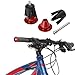 WAKE Bar End Plugs Handlebar End Caps Bike Handlebar Plugs for Most Bicycle, Mountain Bike, Road Bike, MTB, BMX (2 Counts, Rubber Sponge Aluminum, Red)