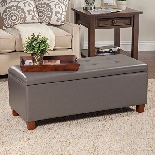 3 HomePop+Leatherette+Rectangular+Storage+Charcoal