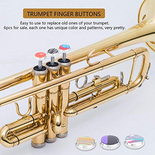 idalinya 6pcs Metal Stone Trumpet Finger Key Buttons Set Replacement Parts Accessory Inlays Brass Instrument Accessories