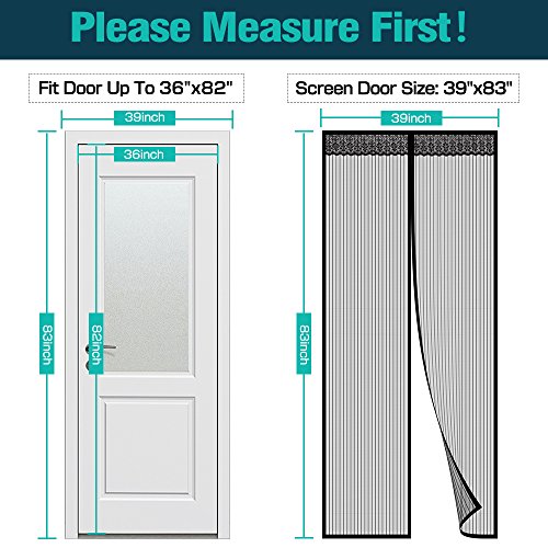 Magnetic Screen Door Cover IKSTAR Double Mesh Curtain with Full Frame Magic Tape Magic Instant Mesh Door for Front Door and Home Outside Kids/Pets Walk Through Easily Fit Door Size Up to 36"x82" Max - Thumbnail 6