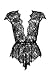 Anyou Womens Lingerie V-Neck Lace Bodysuit Mini Babydoll Featuring Plunging Eyelash Size XS-XXL