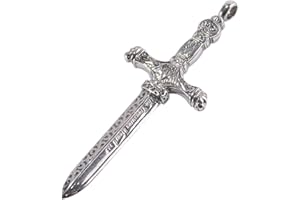 FORFOX Large Retro 925 Sterling Silver Ancient Chinese Sword Pendant for Men