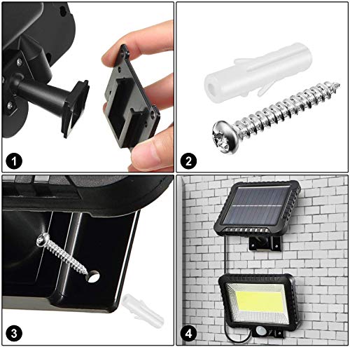 Solar Lights Outdoor, Waterproof Human Body Induction Solar Powered Wall Lamp 56 LED Spotlight, 5 m/ 16.4 ft Cord Easy-to-Install Security Lights with Adjustable Solar Panel for Courtyard, Villa, Gara