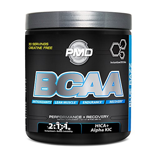 PMD Sports BCAA Delicious Amino Acid Drink for Performance and Recovery - Increase Muscle Function for Workout and Daily Energy - Blue Razz - 30 Servings