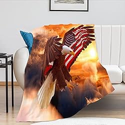 Bald Eagle Blanket American Flag Eagle Decor Throw