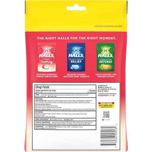 HALLS THROAT SOOTHING CREAMY STRAWBERRY THROAT DROPS, 70 DROPS