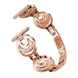 Usitek for Fitbit Versa Bands for Women,Replacement Stainless Steel Bracelet Adjustable Bling Band Bracelet with Rhinestones Diamond for Fitbit Versa Accessories Watch Band