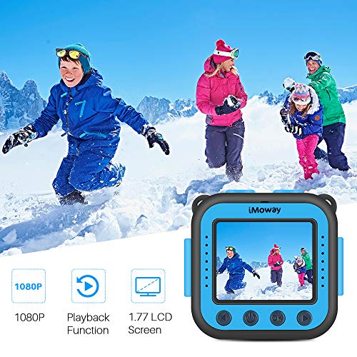 Kids Camera, iMoway Waterproof Video Cameras for Kids HD 1080P Kids Digital Cameras Camcorder with 16GB Memory Card and Card Reader (Blue)