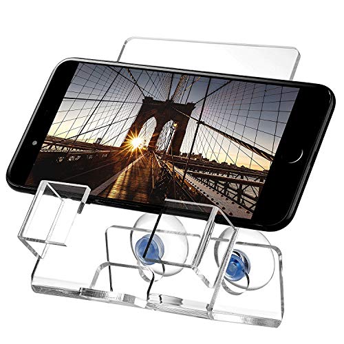 HOUSE UR HOME Updated Stronger Bathtub & Shower Cell Phone Case Stand Holder Caddy Tray Mount Two Powerful Strong Suction Cups Phones I Phone Galaxy. Clear Acrylic One Year Warranty - Thumbnail 5