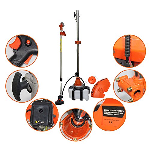 PROMOTOR 4 in 1 Multi Tool Grass Trimmer, 52cc Gasoline Handheld Grass Shears Hedge Trimmer Attachment Edger Attachment and Brush Cutter Blade with Bonus Harness