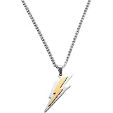 Naturepernulo Lightning Bolt Necklace for Men Women Thunder Pendant Geometric Lightning Necklaces Punk Hip Hop Rock Biker Jewelry