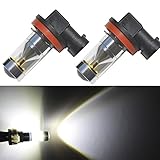 JDM ASTAR Extremely Bright H11 LED Fog Light Bulbs w/ Reflector Mirror for DRL or Fog Lights, Xenon White