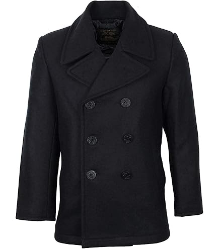 ジャケット・アウター 24aw Super160'sWOOLDOUBLECLOTH PEA COAT Leather Jacketz Men's Dark Navy Blue Wool Blend Peacoat - Double