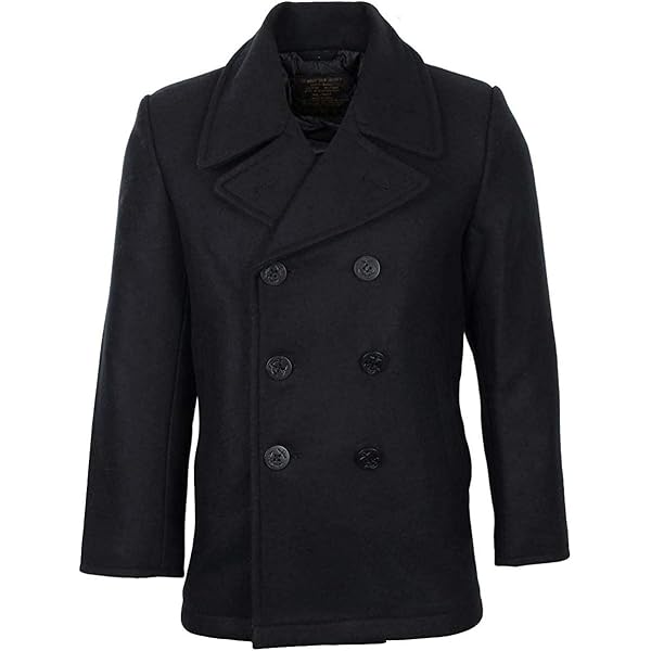 Seibertron Men's Woolen Coat US Navy Type 80% Wool USN Pea Coat
