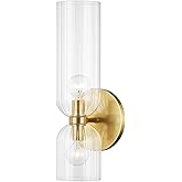 Hudson Valley Lighting Sayville - 2-Light Wall Sconce - Aged Brass Finish - Clear Glass