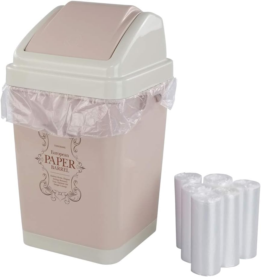 Annkky 15 L Small Bathroom Bins with 2 Rolls Bin Liners, Plastic Swing