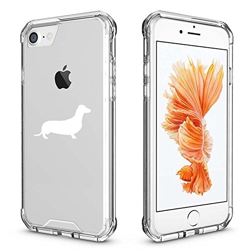 Apple iPhone Clear Shockproof Bumper Case Hard Cover Dachshund (White For iPhone 6 Plus / 6s Plus)