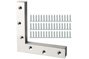 Alise Flat L Brackets for Wood,Flat Corner Brace Corner Brackets for Wood Frame Tables Chairs Sofas Beds Cabinets Doors and Windows,120x120mm Stainless Steel Mending Plates Brushed,Pack of 8