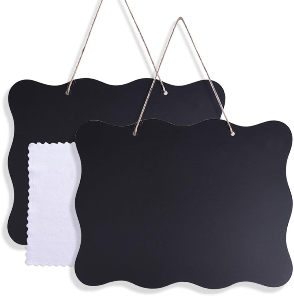 AUSTOR 10x14 Inch Double Sided Erasable Chalkboard Signs Message Board with Hanging String and Cleaning Cloth, 2 Pack : Office Products