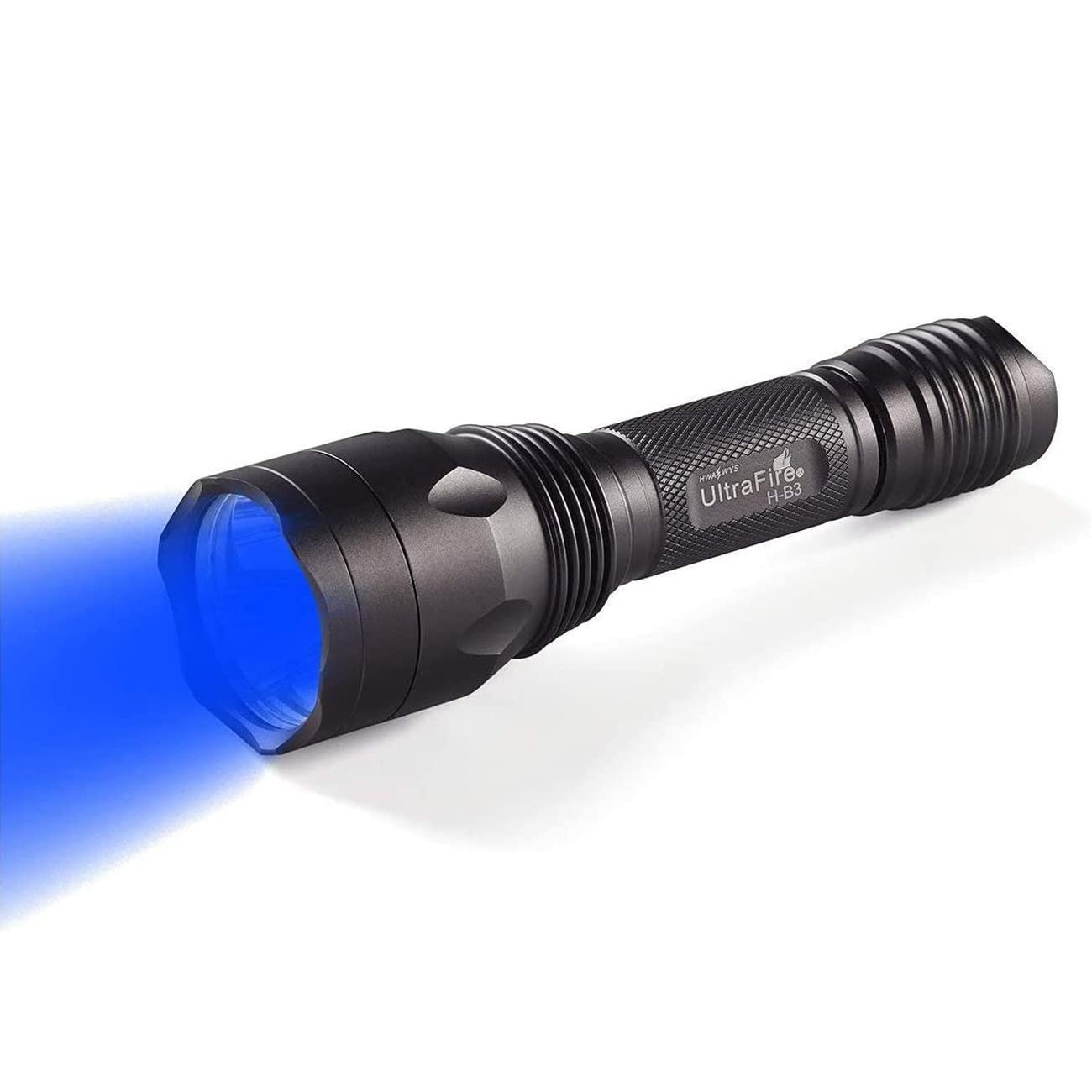 ULTRAFIRE Blue Light LED Torch 470nm Blue Hunting Light, 283 Lumens 256 Yard Fishing Light, Single Mode Blue LED Torch for Night Vision, Fishing, H-B3