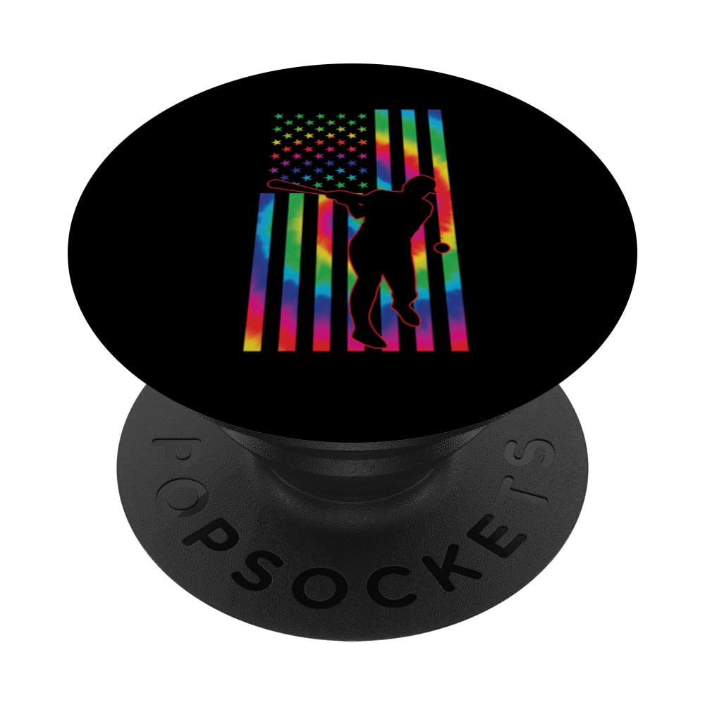 Baseball Tie dye American Flag baseball sport PopSockets Swappable PopGrip