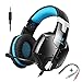 LESHP G1200 Gaming Headset 3.5mm Game Stereo Headphone Earphone Headband with Mic Stereo Bass for PS4 PC Computer Laptop Mobile Phones (Black and Blue)