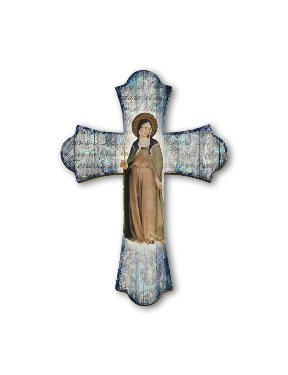 Fratelli Bonella | Vintage Cross in Religious Wooden Santa Clare 28x40cm | Made in Italy