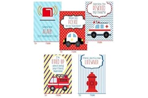 Silly Goose Gifts Emergency Vehicle Valentine Day Classroom Sharing Cards (Set of 25) Police Ambulence Firefighter Fire Truck Exchange