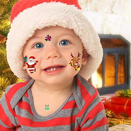 Dream Loom 20 Sheets Christmas Tattoos,Temporary Tattoos for Kids with 100 Xmas Patterns,Fake Stickers Face Body Tattoos, Holiday Party Supplies Favors Stocking Stuffers - Thumbnail 6