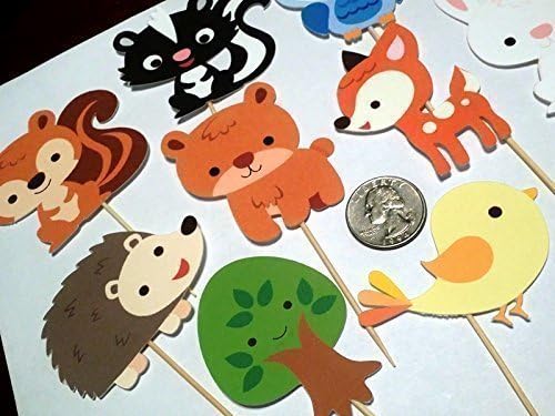 Woodland Creatures Theme Cupcake Toppers - 12 pc. set
