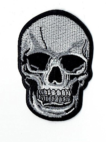 Small Human Skull Iron on Embroidered Patch