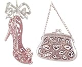 Glittery High Heel & Jeweled Purse Hanging Ornament Set