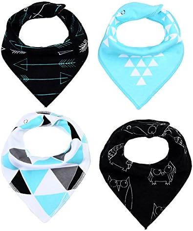 Boy Bandana Bibs Organic Baby Towels 4 Triangular Soft Absorbent Cotton Drooling Teething Bib Set Owl