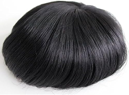 CXPY Human Hair Men's Toupee Mono Toupee Natural Hairline Hair Replacement Systems Hairpiece, Size: 6" x 8" (7" x 9" 1#)