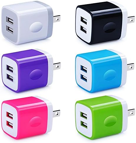Certified USB Wall Charger 2.1AMP Universal Power Home Travel Wall Charger Dual Port Plug for iPhone, iPod, iPad, Samsung Note, HTC, LG, Smartphones, Tablets and More Device (Random Color)