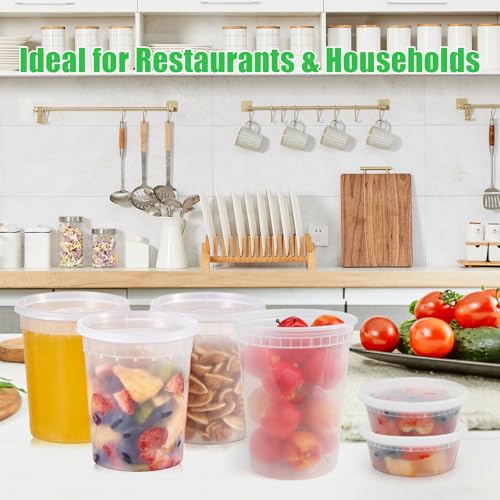 VINATO Airtight Food Containers, 48pcs Deli Food Containers with Lids, 12 x 950 ml | 24 x 470 ml | 12 x 240 ml, Reusable, BPA-Free, Dishwasher and Microwave Safe