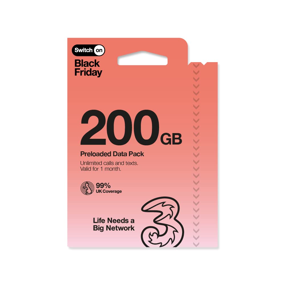 Three Mobile PAYG Voice SIM Pack - 200GB