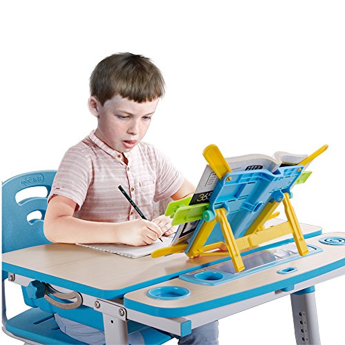 Cuteadoy Multi-Functional BookStand, Children’s Portable Reading Stand With Foldable Legs, Cookbook Reading Desk Sturdy Lightweight Book Holder (Blue)