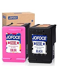 Jofoce Newest Chip Remanufactured for HP 63 63XL Ink Cartridges, High Yield Work with HP Envy 4512 4516 4520, DeskJet 1112 3630 3633 3634, OfficeJet 5220 5255 5258 4650 Printer (1 Black,1 Tri-Color)