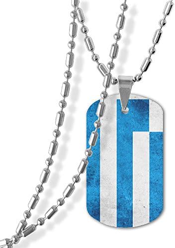 JPXLM Vintage Style Greek Sacred Flag Necklace Military Chain Air Force Pendant Dog Tag Necklace - Gifts