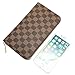 Miracle Large Capacity Checkered Zip Around Travel Wallet and Phone Clutch - RFID Blocking with Card Holder Organizer for Men Women (Brown)