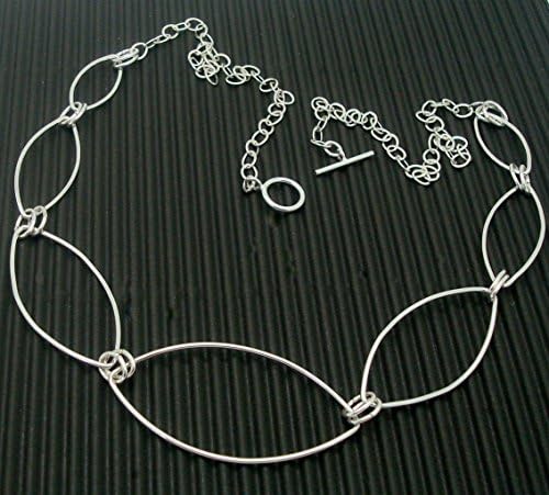 Sterling Silver Elliptical Links Necklace that is Handmade