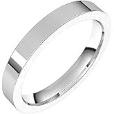 Sonia Jewels Solid 925 Sterling Silver 3mm Flat Comfort Fit Wedding Band Ring Classic Plain Traditional - Size 8