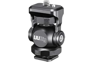 UURIG R015 Ballhead Adjustable Angle Camera Monitor Mount Bracket, 1/4" Screw Tripod Mounting Head Arri Locating Applicable, Video Shooting Photography Accessories