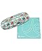 JAVOedge Elephant Print Fabric Covered Clam Shell Style Eyeglass Case, Microfiber Glasses Cleaning Cloth, Blue