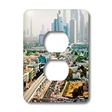 Danita Delimont - UAE - View of city metro line and skyscrapers, Dubai, United Arab Emirates. - Light Switch Covers - 2 plug outlet cover (lsp_208586_6)