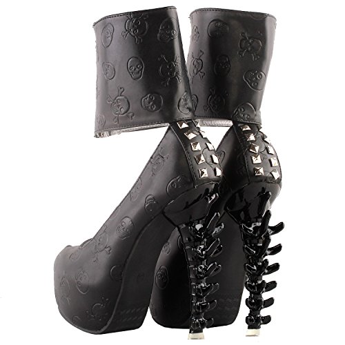 SHOW-STORY-Punk-Skull-Print-Zipper-Ankle-Cuff-Hidden-Platform-Bone-Heel-Club-PupmsLF80667