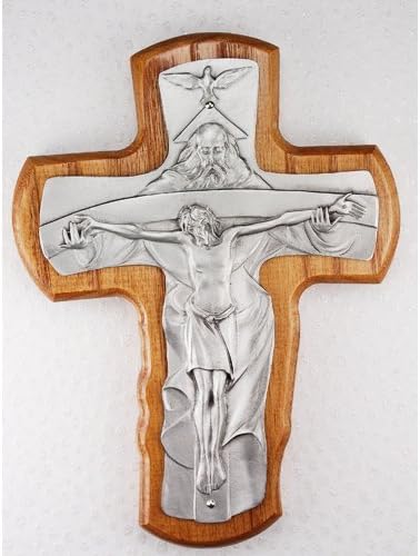5.5" Stained Walnut Trinity Crucifix, Wall Cross